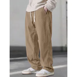 rajovati Men Loose Fit Cream Viscose Rayon Trousers-picture-11