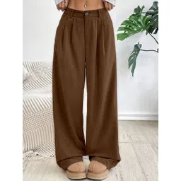 RAJOVATI Women Loose Fit Pleated Trousers-picture-24