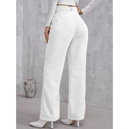 RAJOVATI Women Slim Fit Pleated Trousers image 3