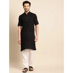 RAJUBHAI HARGOVINDAS Men Black Pastels Kurta-image-3