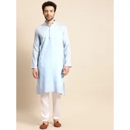 RAJUBHAI HARGOVINDAS Men Blue Pastels Kurta-image-47
