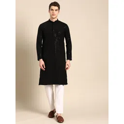 RAJUBHAI HARGOVINDAS Men Embellished Chikankari Cotton Kurta-picture-27