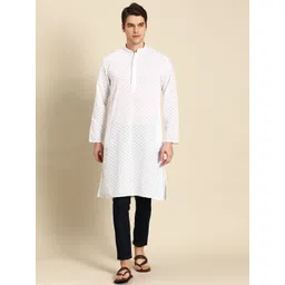 RAJUBHAI HARGOVINDAS Men Floral Cotton Chikankari Kurta-picture-21