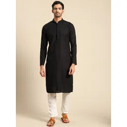 RAJUBHAI HARGOVINDAS Men Floral Embroidered Cotton Chikankari Kurta-picture-11