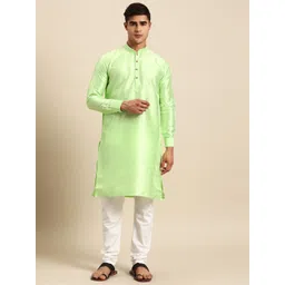 RAJUBHAI HARGOVINDAS Men Mandarin Collar Pure Silk Kurta-picture-33
