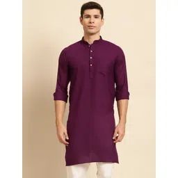 RAJUBHAI HARGOVINDAS Men Purple Solid Straight Kurta-picture-36
