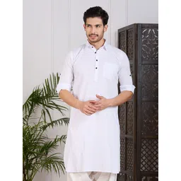 RAJUBHAI HARGOVINDAS Men Striped Shirt Collar Cotton Pathani Kurta-picture-15