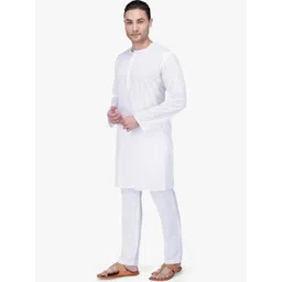 RAJUBHAI HARGOVINDAS Men White Solid Kurta with Pyjamas-image-24