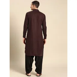 RAJUBHAI HARGOVINDAS Shirt Collar Long Roll-Up Sleeves Regular Pure Cotton Pathani Kurta image 4