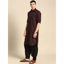 RAJUBHAI HARGOVINDAS Shirt Collar Long Roll-Up Sleeves Regular Pure Cotton Pathani Kurta image 3