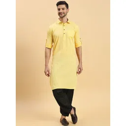 RAJUBHAI HARGOVINDAS Shirt Collar Roll-Up Sleeves Pathani Kurta-picture-12
