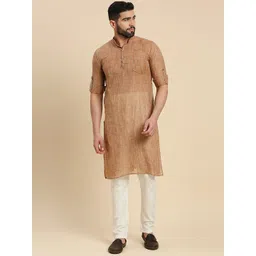 RAJUBHAI HARGOVINDAS Woven Design Roll Up Sleeves Cotton Straight Kurta-picture-27