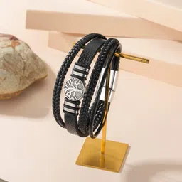 rajwanti collection Tree of Life Bracelet for Men, Real Leather Men's Bracelet, Bracelet for boys Men Wrist Band-picture-16