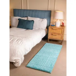 RALIA HOMES Turquoise Blue Striped Anti-Skid Bedside Floor Runner-picture-43