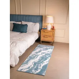 RALIA HOMES White & Blue Abstract Printed Anti-Skid Bedside Floor Runner-picture-21