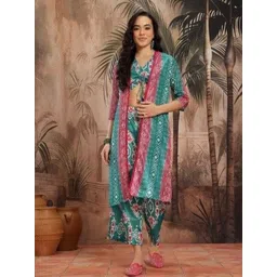 Ramas Women Ethnic Motifs Printed Regular Kurti with Palazzos-picture-36