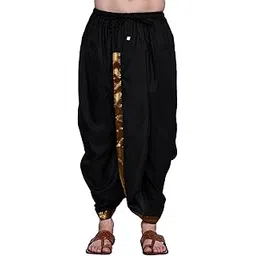 rameshwaram fabrics Black Dhoti for Men, Readymade Dhoti, Elastic Waist-picture-37