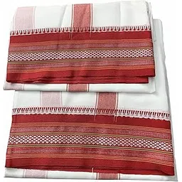rameshwaram fabrics Men's Dhoti 4 Meter + 2.25 Meter Cotton Snow White dhoti for pooja 9X5-picture-33