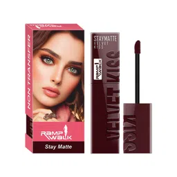 Ramp Walk Velvet Kiss Waterproof Liquid Lipstick - 3.5 ml - Maroon 02 image 1