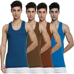 ramraj cotton Men Cotton Sleeveless Innerwear Vest Pack of 4(Blue-100)-picture-30