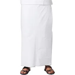 ramraj cotton Men Pure Cotton Double layer White Dhoti with Silver jari border-picture-12