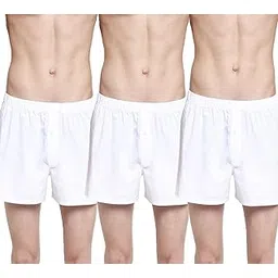 ramraj cotton Men Pure Cotton White Solid Woven Boxers Pack of 3-picture-19