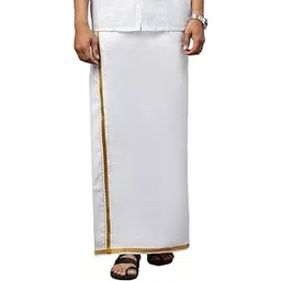 ramraj cotton Men's Ready-to-Wear Velcro/Adjustable Single-Layer Dhoti with Bold Border and Side Pocket-picture-56