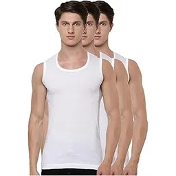 ramraj cotton Pack of 3 Men's White Scoop Neck Sleeveless Cotton Undershirt Vest (White;90)-picture-26