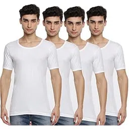 ramraj cotton Pack of 4 Men's White Round Neck Half Sleeve Cotton Undershirt Vest(White_1;95)-picture-40