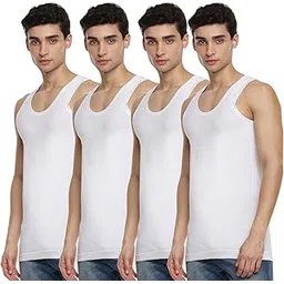 ramraj cotton Ramraj Men's Cotton Pack of 4 Solid Sleeveless Round Neck with Extended Length for Easy Tuck-picture-36