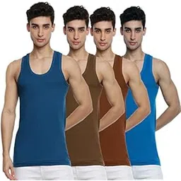 ramraj cotton Ramraj Men's Cotton Pack of 4 Solid Sleeveless Round Neck with Extended Length for Easy Tuck-picture-23
