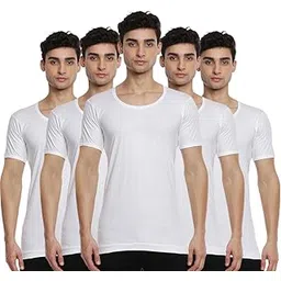 ramraj cotton Ramraj Men's Cotton Pack of 5 Solid Sleeve Round Neck with Extended Length for Easy Tuck-picture-28