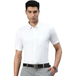 ramraj cotton RAMRAJ Mens Cotton Spread Collar Solid White Half Sleeve Formal Shirt-picture-11