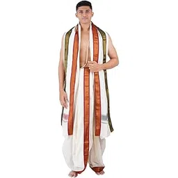 ramraj cotton RAMRAJ Mens Kora Cotton Panchakacham with Angavasthram-picture-13