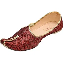 ramraj cotton RAMRAJ Men's Maroon Wedding and Sherwani Mojaris (Jutti)-picture-30