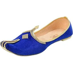 ramraj cotton Ramraj Men's Premium Royal Blue Velvet Wedding & Sherwani Mojari's (Jutti)-picture-36