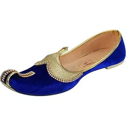 ramraj cotton Ramraj Men's Velvet Blue, Party& Sherwani Mojaris (Jutti)-picture-10