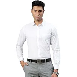 ramraj cotton RAMRAJ Solid White Cotton Spread Collar Regular Fit Full Sleeve Formal Shirt with Chest Pocket for Men-picture-36