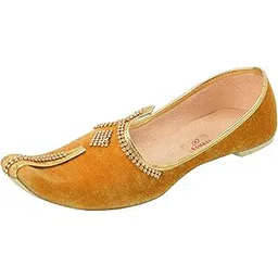 ramraj cotton Ramraj Men Orange Velvet Wedding Sherwani & Party Mojari's (Jutti) image 1