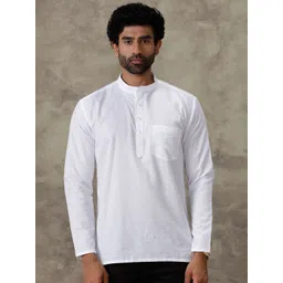 Ramraj Band Collar Long Sleeves Linen Cotton Straight Kurta-picture-41