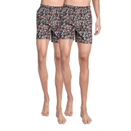 Ramraj Black Cotton Regular Fit Print Boxers (Pack of 2)-picture-17