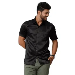 Ramraj Black Regular Fit Half Sleeves Shirt-picture-11