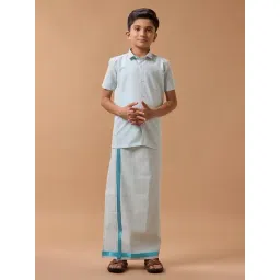 Ramraj Boys Blue Shirt & Dhoti Set-picture-11