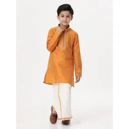 Ramraj Boys Embellished Kurta With Veshti-picture-22