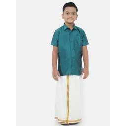 Ramraj Boys Green & Green Shirt with Dhoti-picture-32