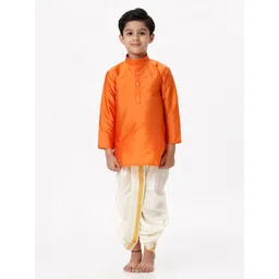 Ramraj Boys Mandarin Collar Straight Kurta With Dhoti Pants-picture-15
