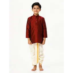 Ramraj Boys Mandarin Collar Straight Kurta With Dhoti Pants-picture-12