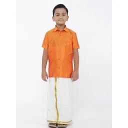 Ramraj Boys Orange & White Shirt with Dhoti-picture-57