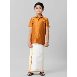 Ramraj Boys Shirt Collar Shirt with Adjustable Veshti-picture-12