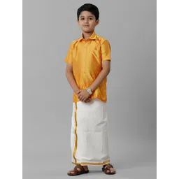 Ramraj Boys Shirt Collar Shirt With Adjustable Veshti-picture-41